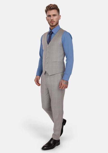 Spanish Grey Checked Vest - SARTORO