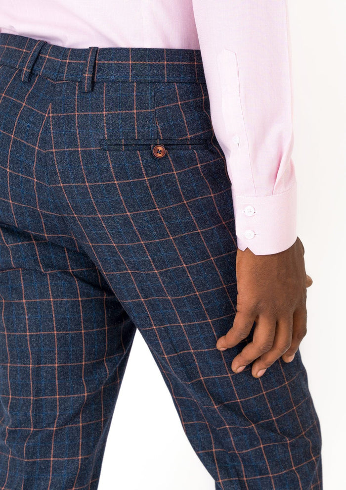 Spruce Blue Flannel Windowpane Pants - SARTORO