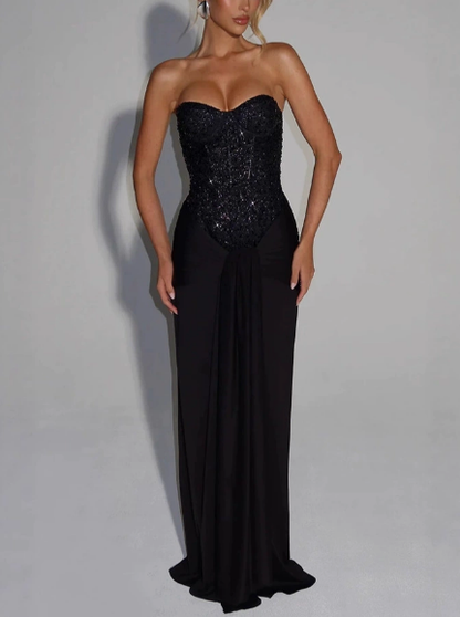 Strapless High-Waisted Fitted Tie-Up Dress