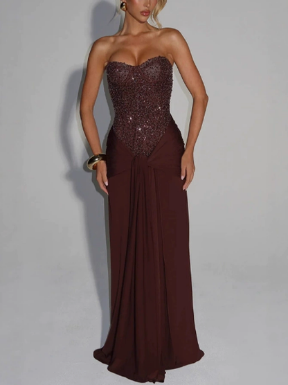 Strapless High-Waisted Fitted Tie-Up Dress