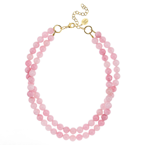 Susan Shaw Double Strand Necklace in Pink Jade