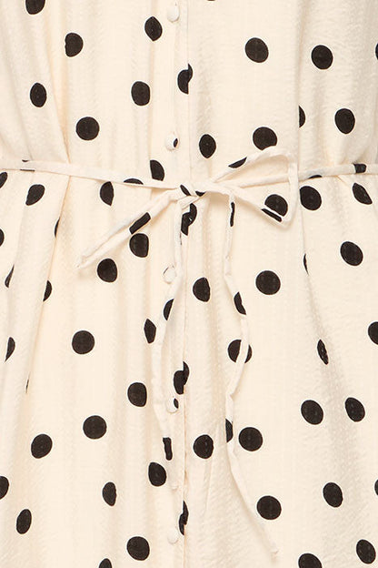 Tabita Short Sleeve Midi Dress (Birch Dot)