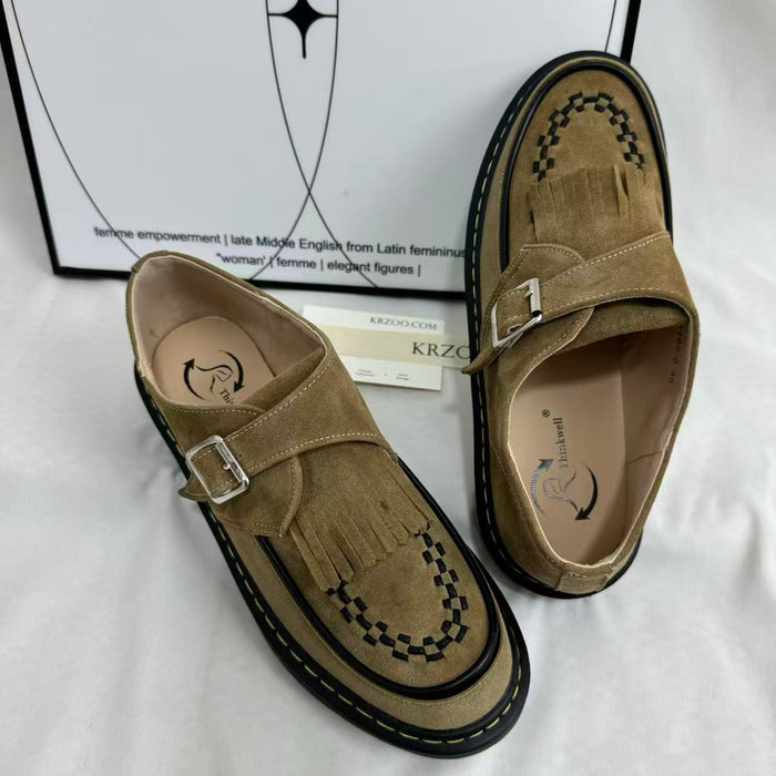 Tasseled Woven Round-Toe Leather Shoes