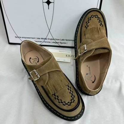 Tasseled Woven Round-Toe Leather Shoes