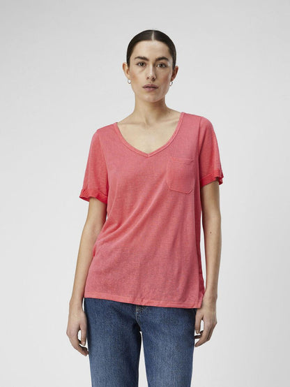 Tessi V-Neck T-Shirt (Paradise Pink/Coral)