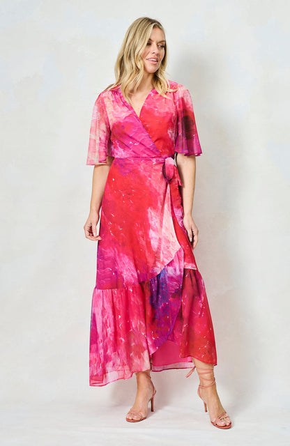 The Hermione Maxi Wrap Dress (Pink Multi)