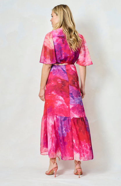 The Hermione Maxi Wrap Dress (Pink Multi)