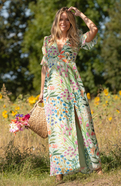 The Ona Thigh Split Maxi Dress (Multi)