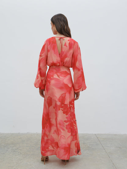 Theia Batwing Maxi Dress (Pink Floral)