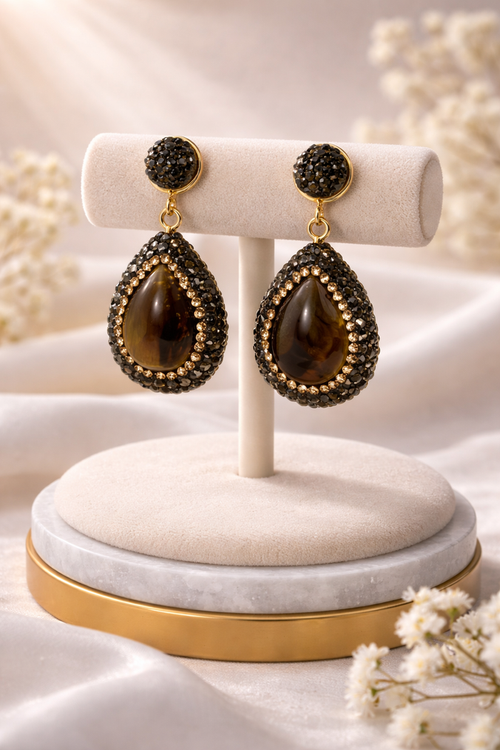 Tiger Eye Crystal Drops (Gold)