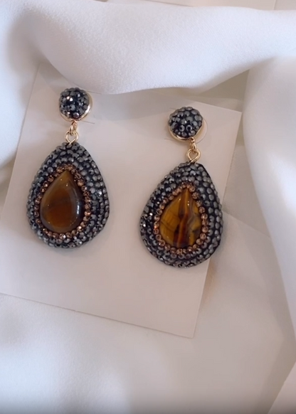 Tiger Eye Crystal Drops (Gold)
