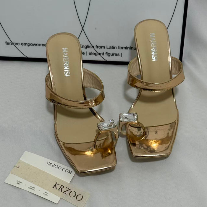 Transparent Rhinestone Wedge Heels