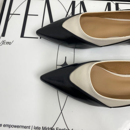 Two-Tone Pointed-Toe Low Heels