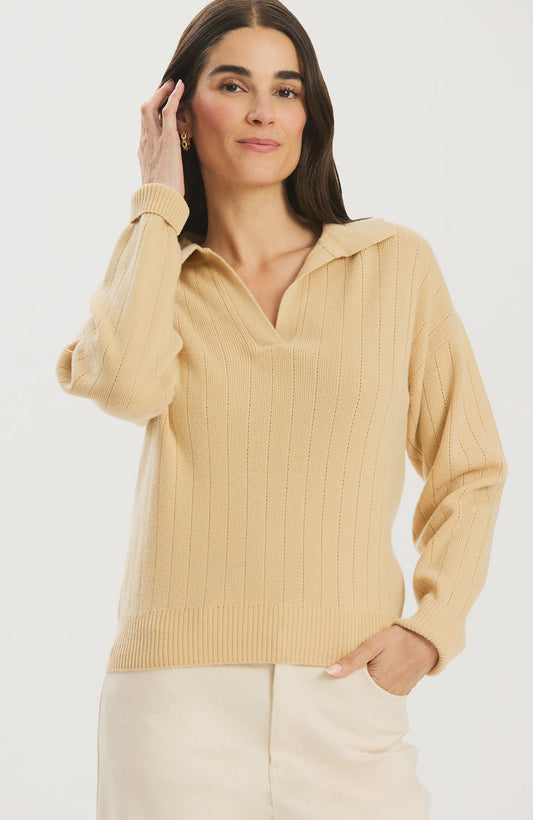 Tyler Boe Emerson Cashmere Polo in Pebble