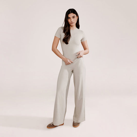 Ultimate Everyday Wide leg Trouser - Oatmeal Beige