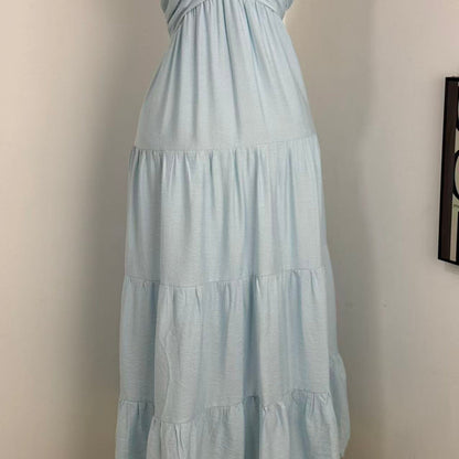 V-Neck Cotton-Linen Lace Dress