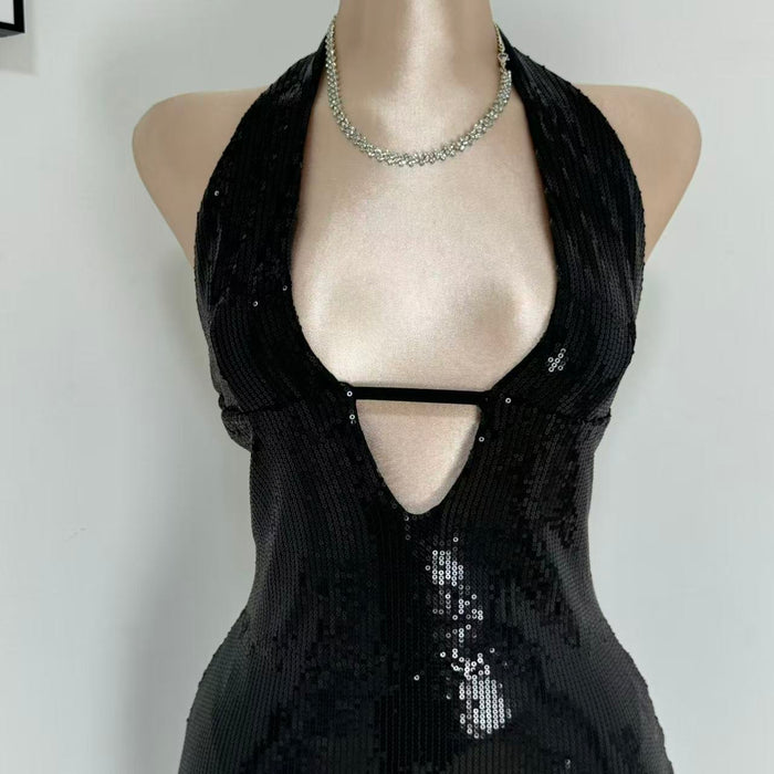 V-neck topless strapless backless dress