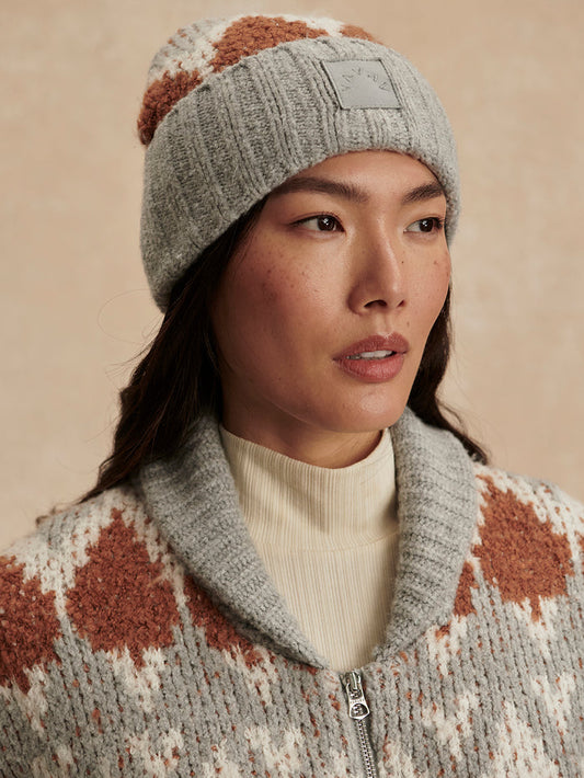 VARLEY Honor Jacquard Knit Beanie in Grey Melange
