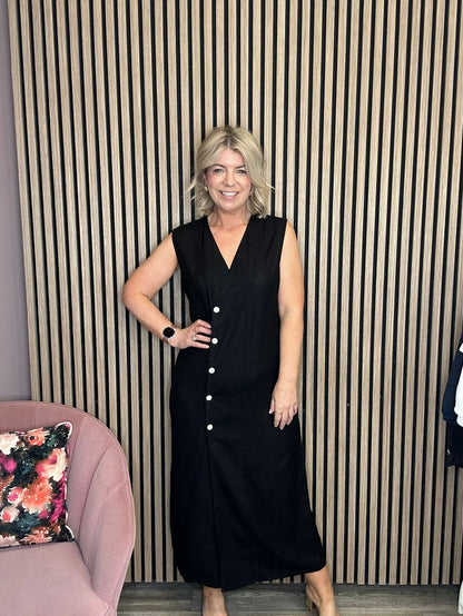 Venus Sleeveless Midi Dress (Black Beauty)