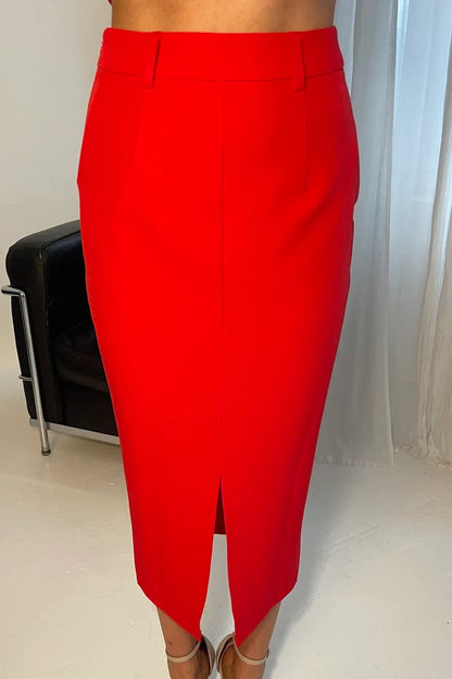Vicky Reversible Midi Skirt (Red)