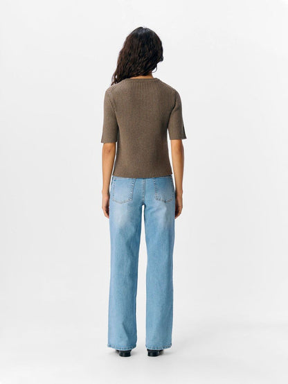 Vida Short Sleeve Knit Top (Morel/Melange)