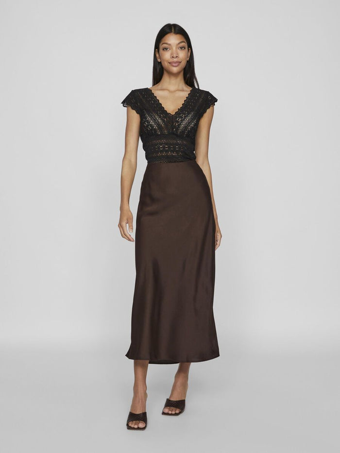 Vielette High Waisted Maxi Skirt (Coffee Bean)