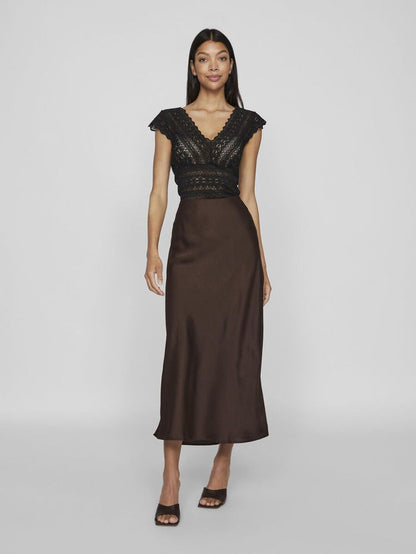 Vielette High Waisted Maxi Skirt (Coffee Bean)
