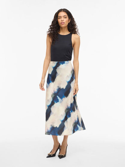 Vielette High Waisted Maxi Skirt (Navy Blazer/Hia Blue)