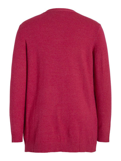 VIRIL OPEN KNIT CARDIGAN (CERISE/DARK MELANGE)