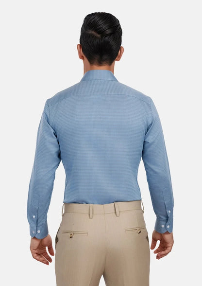 Weldon Blue Micro Jacquard Shirt - SARTORO