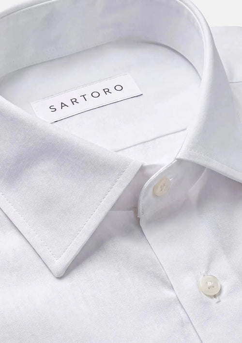 White Linen Blend Shirt - SARTORO