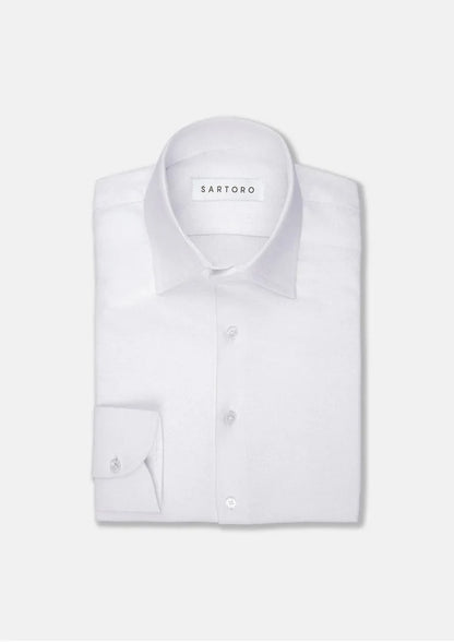 White Linen Blend Shirt - SARTORO