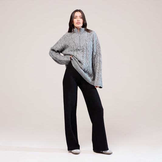 Winter Wide Leg Trousers - Black