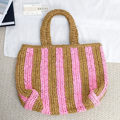 Woven basket tote bag for carrying