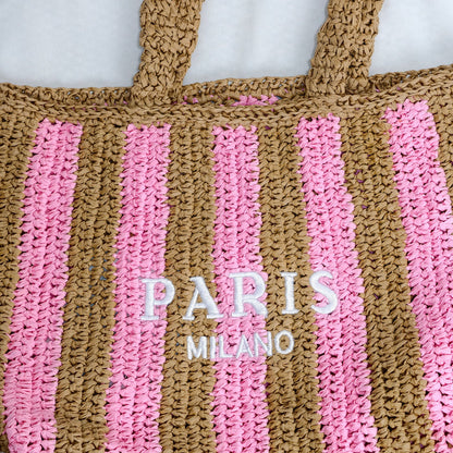 Woven basket tote bag for carrying
