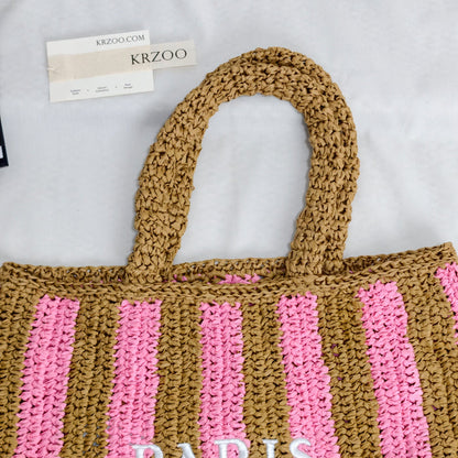 Woven basket tote bag for carrying