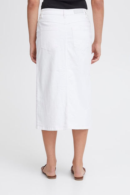 Ziggi Midi Denim Skirt (White)