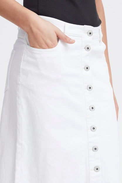 Ziggi Midi Denim Skirt (White)
